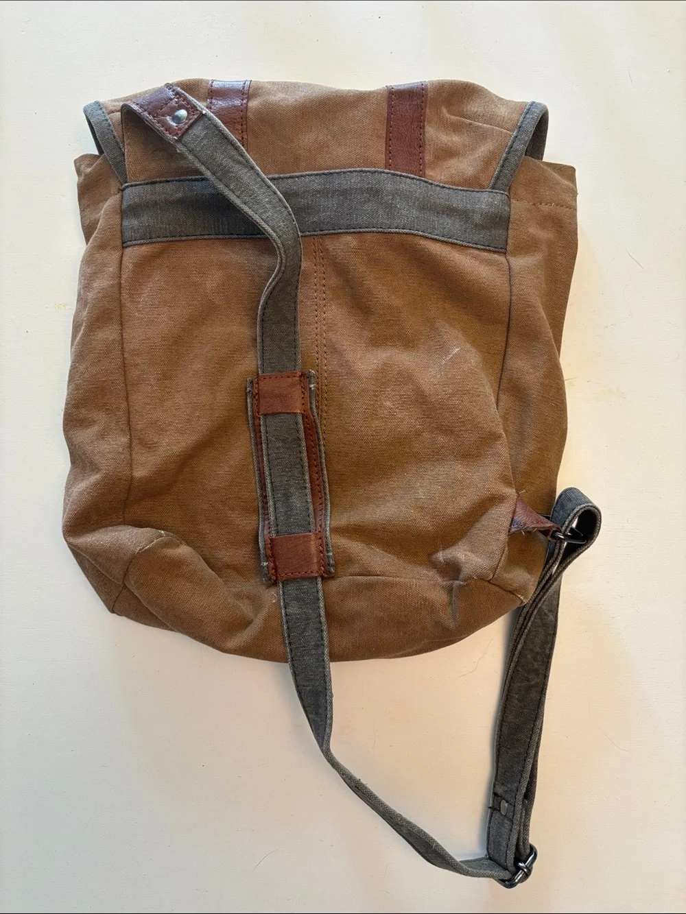 Canvas Sling Backpack with Leather Accents